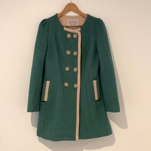 Green & Cream - Wool Mid Century Modern Jacket - Pink Martini - Small - Coat